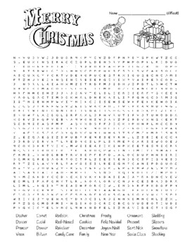 Merry Christmas - DIFFICULT wordsearch with 3 Zentangles to color (Sub use?)