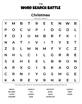 printable christmas word search difficult