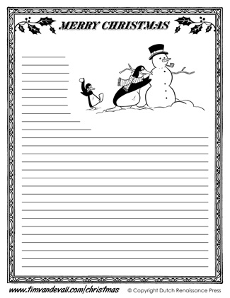 printable christmas writing paper for kindergarten