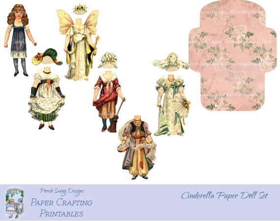 Cinderella Paper Doll Set Vintage Paper Dolls, Vintage Dolls ...