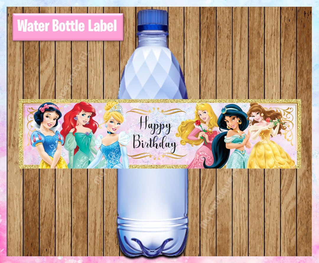 Princess Water Bottle Labels, Printable Princess Water Labels ...