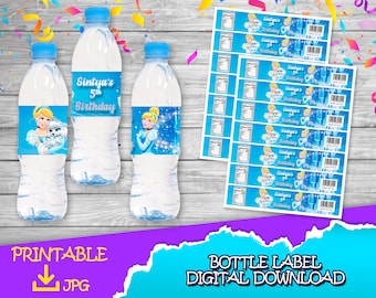 printable cinderella water bottle labels