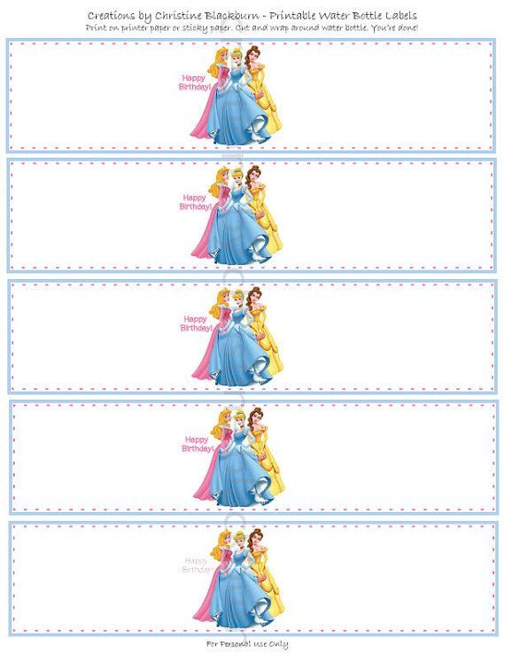 printable cinderella water bottle labels