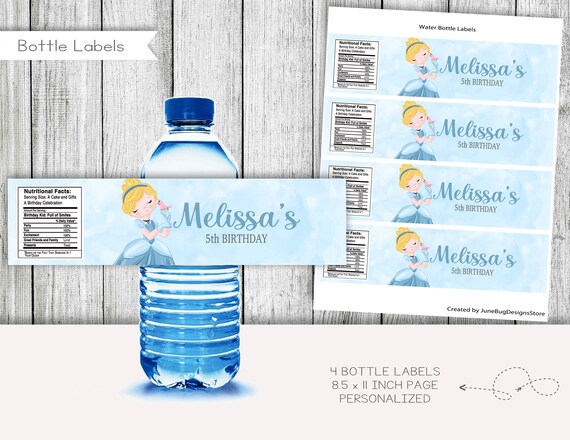 printable cinderella water bottle labels