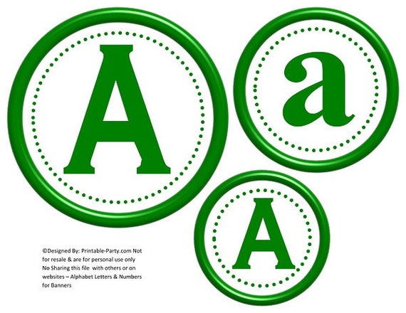 6 Inch Dark Green Circle Printable Banner Letters  