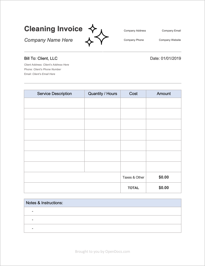 Free Cleaning Service Invoice Templates | PDF | WORD | EXCEL