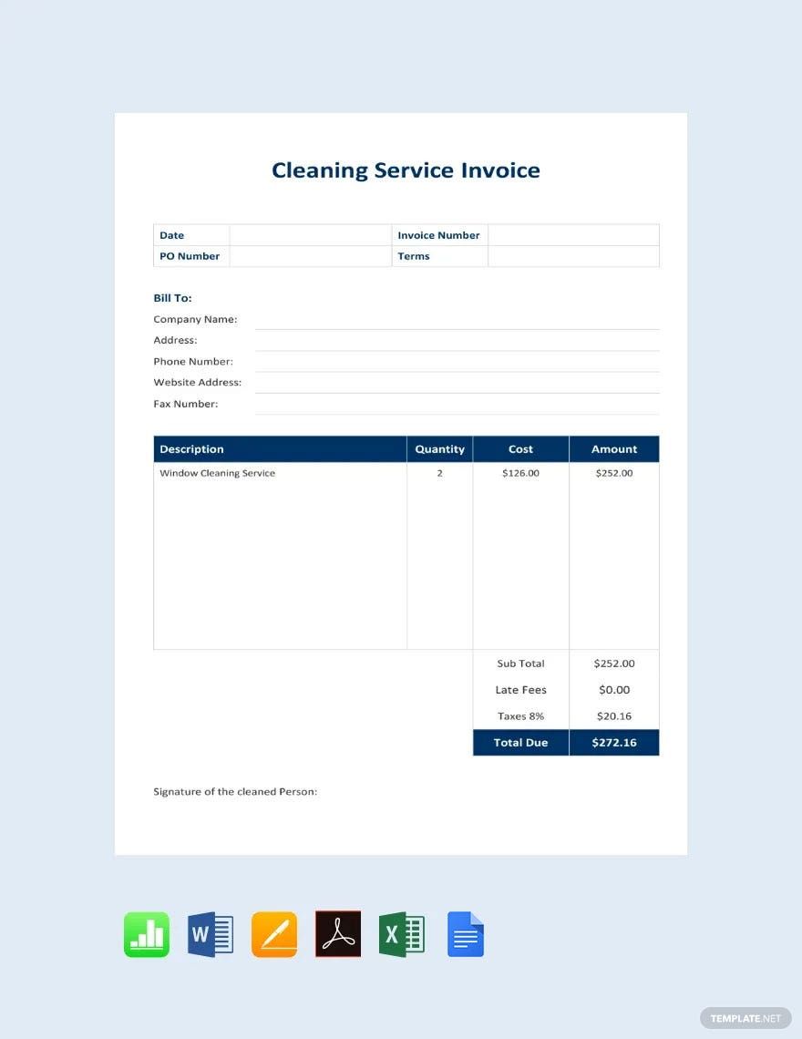 Cleaning Invoice Templates in Excel - FREE Download | Template.net