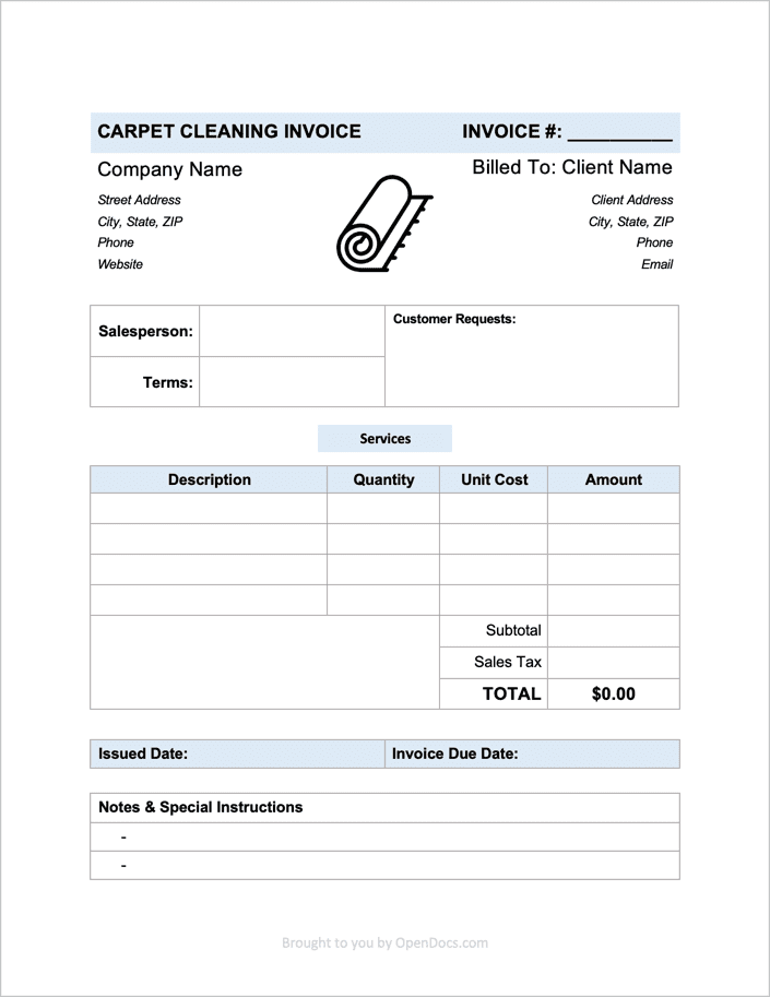 Free Carpet Cleaning Invoice Template | PDF | WORD | EXCEL