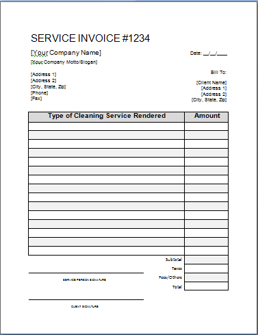 Top 21 Free Cleaning Service Invoice Templates - Demplates