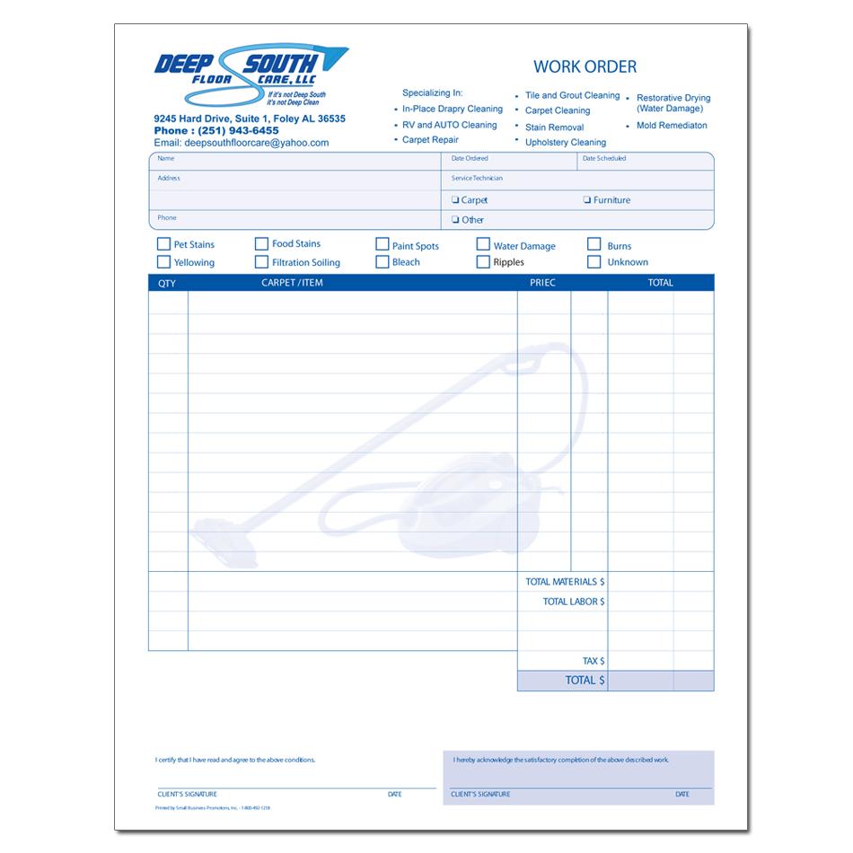 Carpet Cleaning Receipt Printing - Personalized | DesignsnPrint