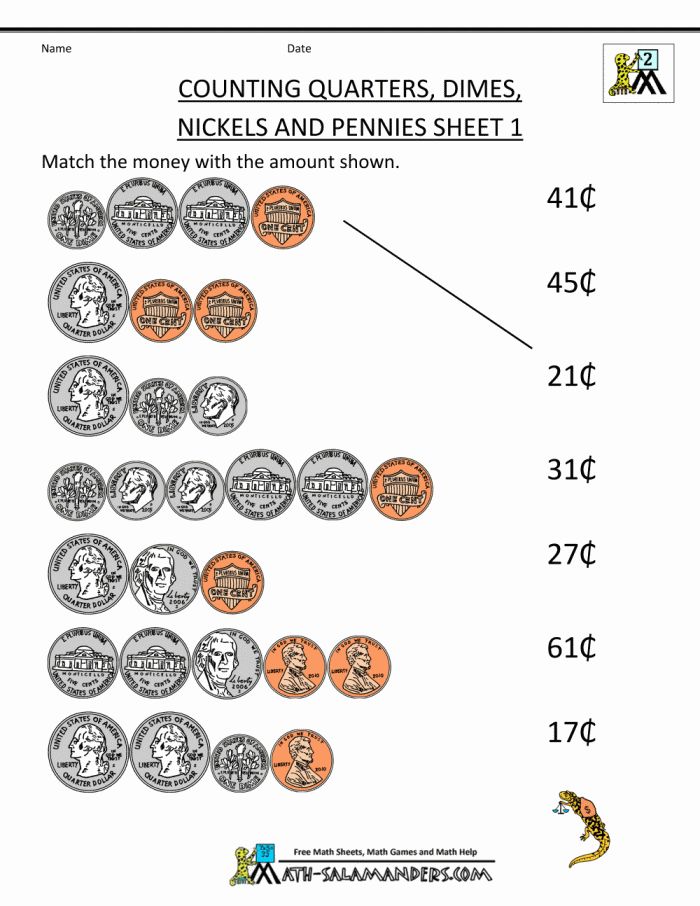 printable coins worksheet