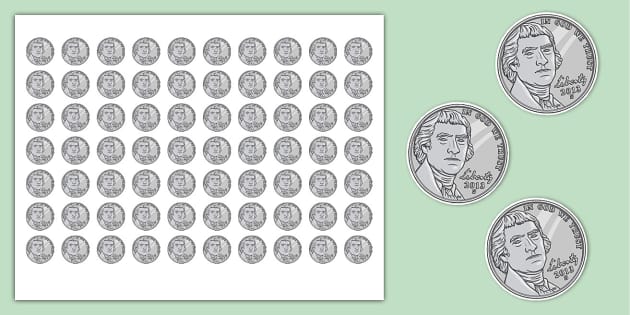 Printable Nickel Worksheet for Kids |  USA 
