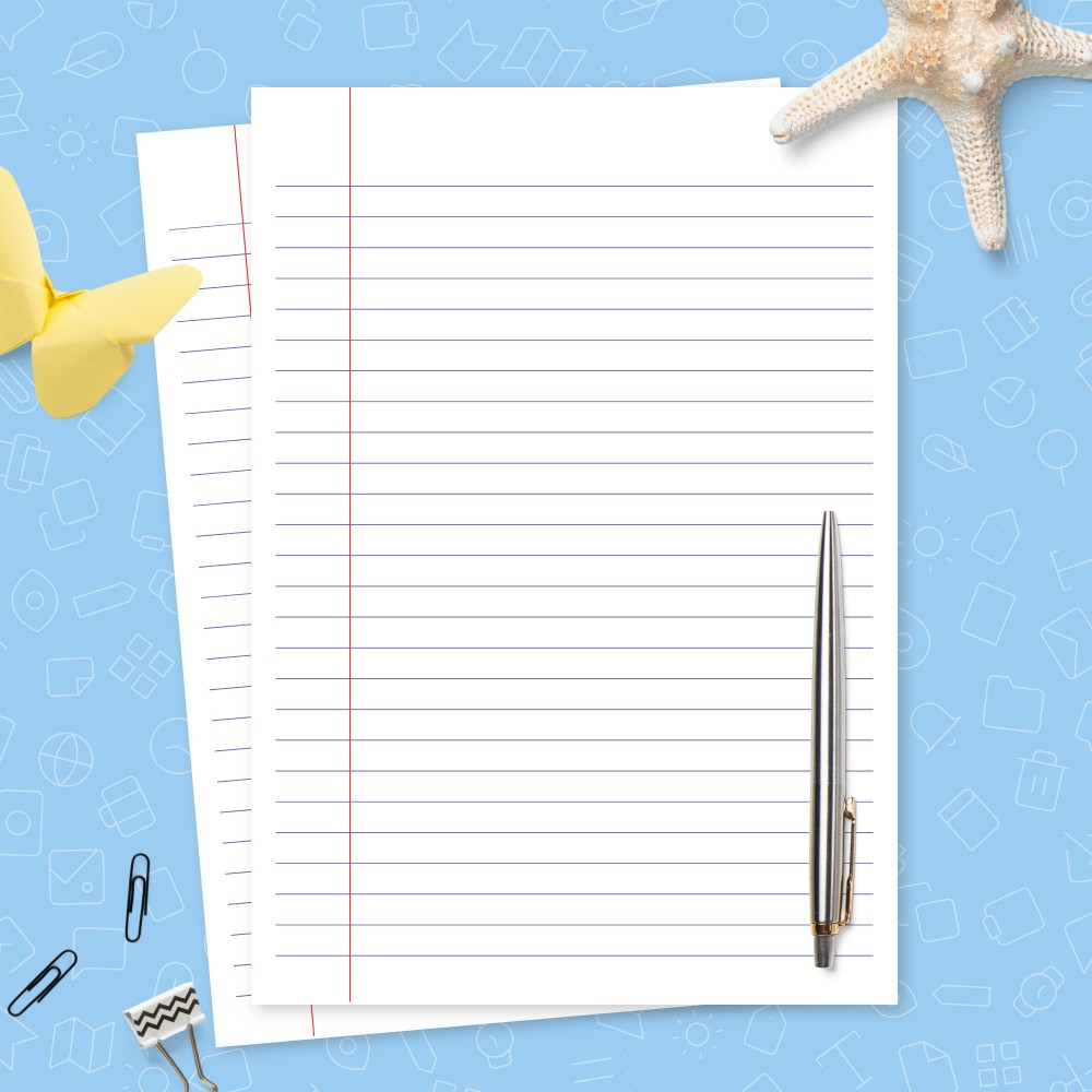 Printable Lined Paper - College Ruled 7.1mm blue Template ...