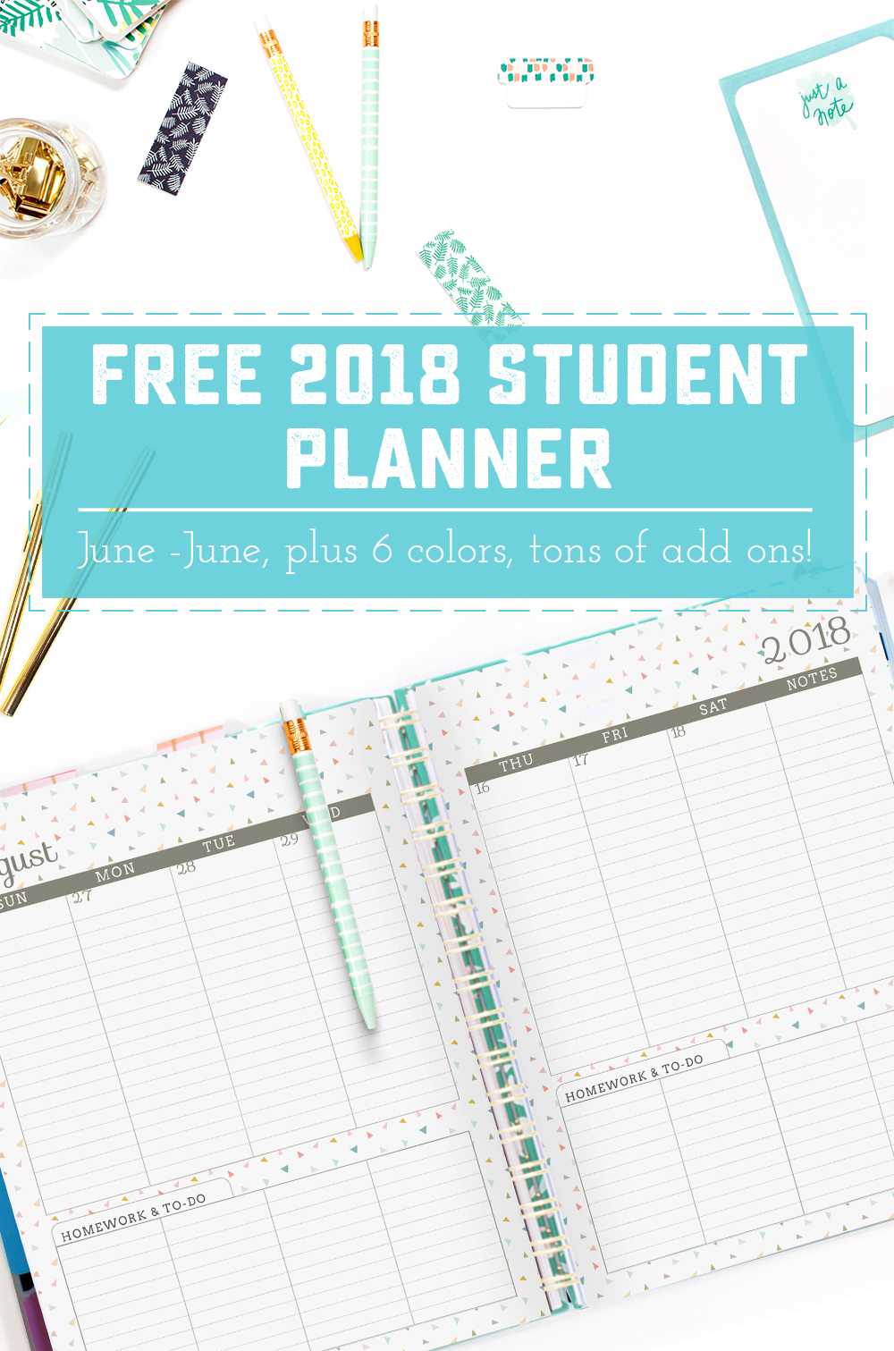 2018 June to June Student Planners - Sweet Anne Designs