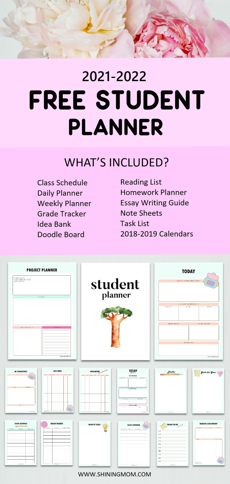printable college student planner 2018