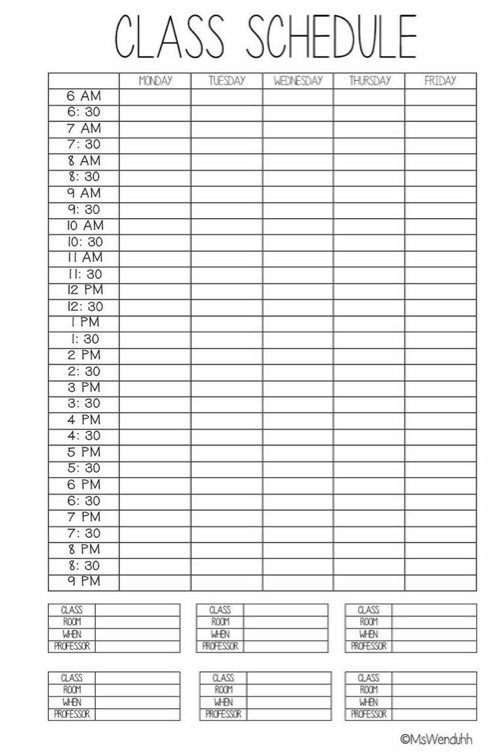 printable college student planner 2018