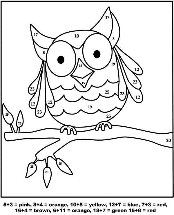 printable color by number owl