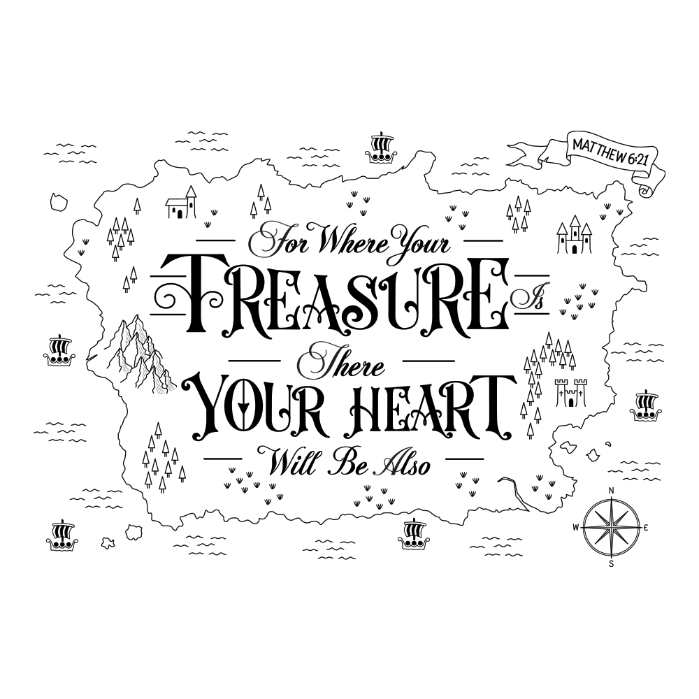 Colouring Page Bible Verse | Bible Verse Matthew 6:21 - Lacewing ...
