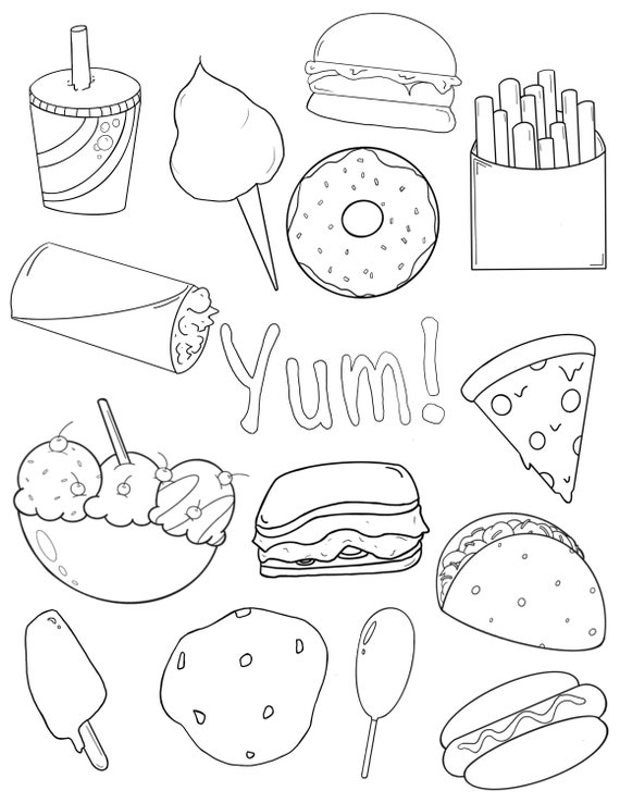 printable coloring food pages