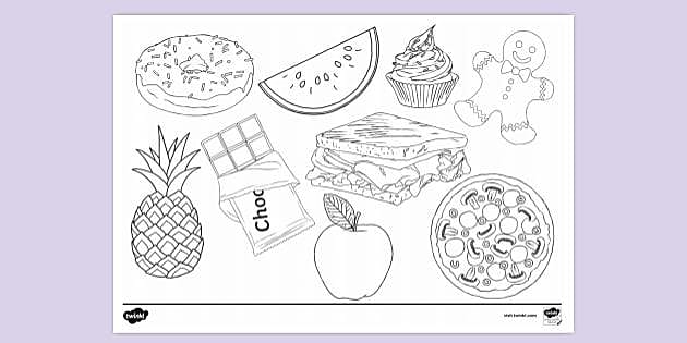 printable coloring food pages