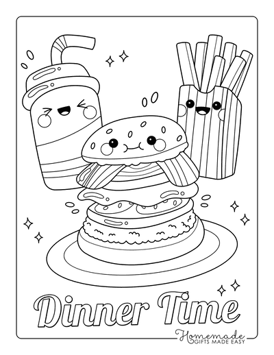 Food Coloring Pages for Kids &  Adults