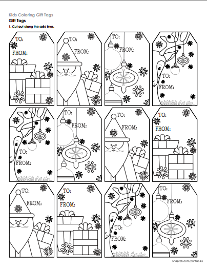 Free Printable Christmas Gift Tags Sketch Coloring Page