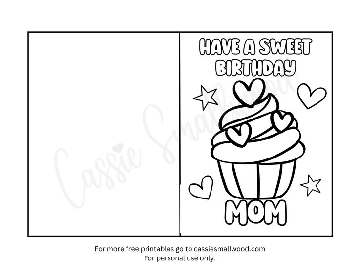 printable coloring happy birthday mom cards