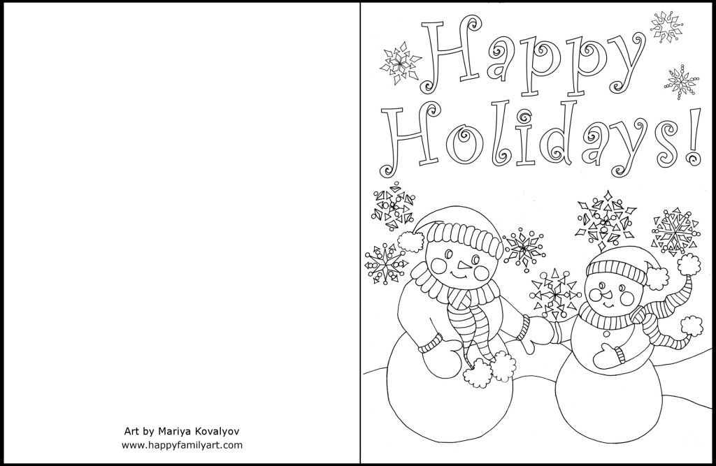 printable coloring happy holiday cards