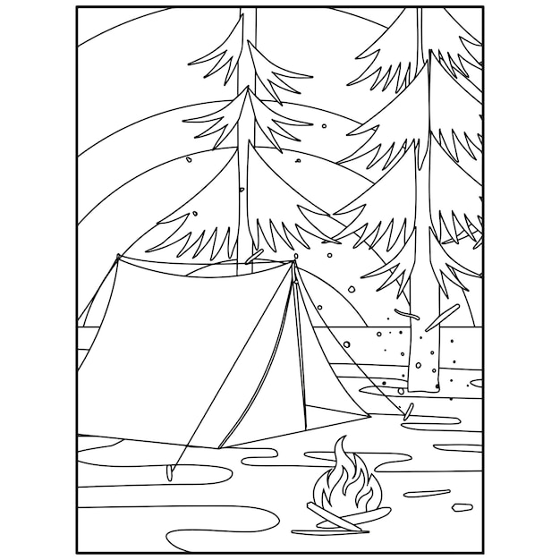 Premium Vector | Printable Camping Coloring Pages For Kids Premium ...