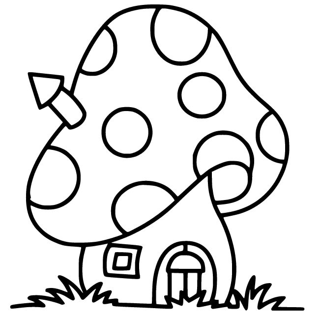 Cute Mushroom House Coloring Page - Free Printable Coloring Pages