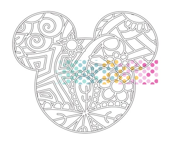 Mickey Mouse PDF Zentangle Printable Coloring Page  