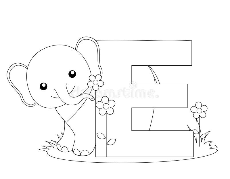 Animal Alphabet E Coloring Page Stock Illustrations - 71 Animal ...