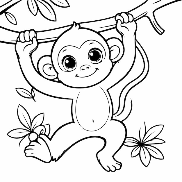 Premium Vector | Cute vector illustration Monkey drawing for ...