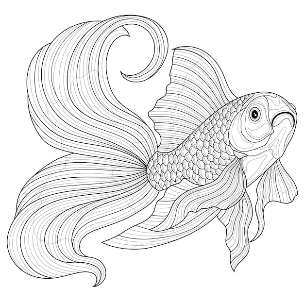 Premium Vector | Goldfish.Coloring book antistress for children ...