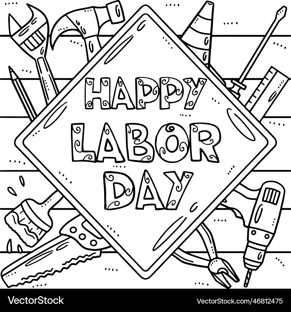 Labor day coloring page for kids Royalty Free Vector Image - Worksheets ...