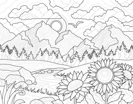 Landscape Coloring Book Images - Browse 78,060 Stock Photos ...