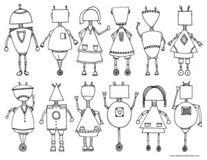 Printable Robot Coloring Page - Dabbles &amp; Babbles