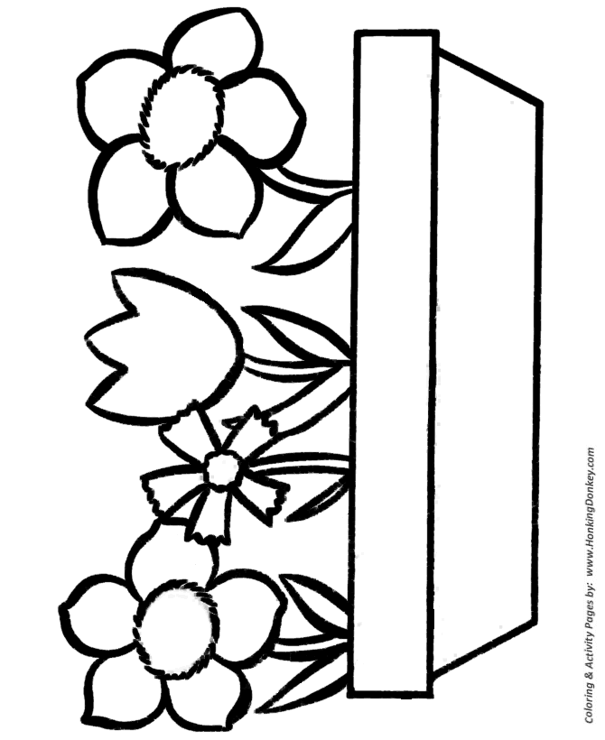 Easy Coloring Pages | Free Printable Flowers in a Pot Easy ...