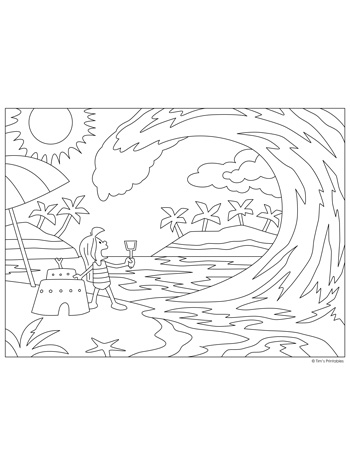Beach Vacation Coloring Page - Tims Printables