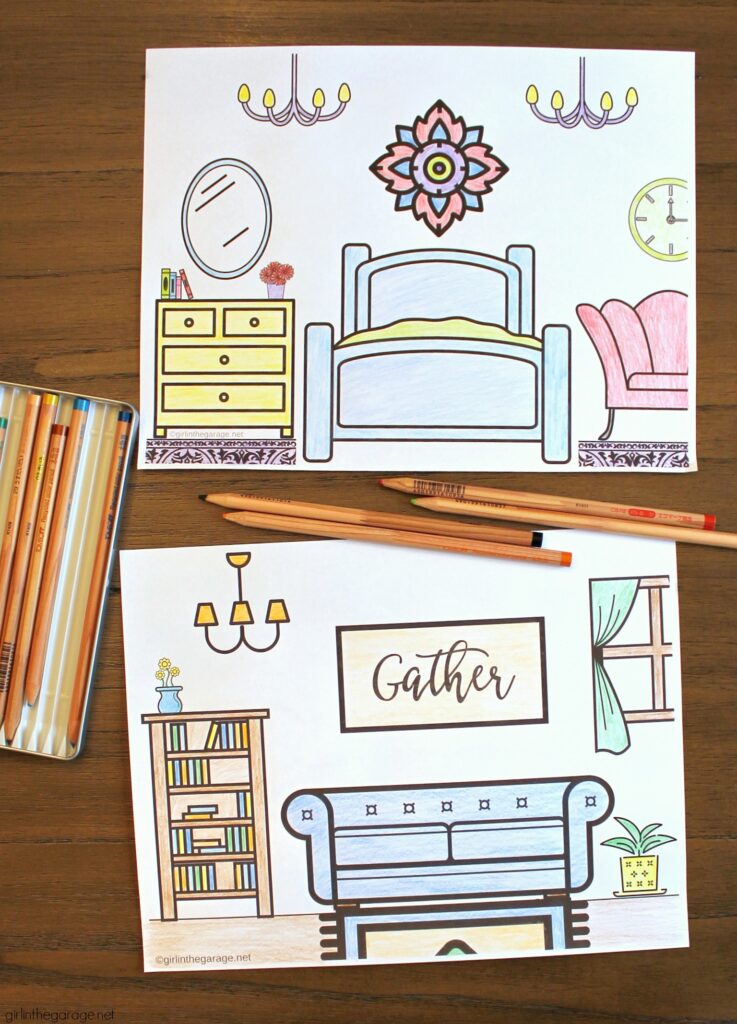 printable colouring house