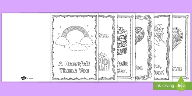 printable colouring in thank you cards