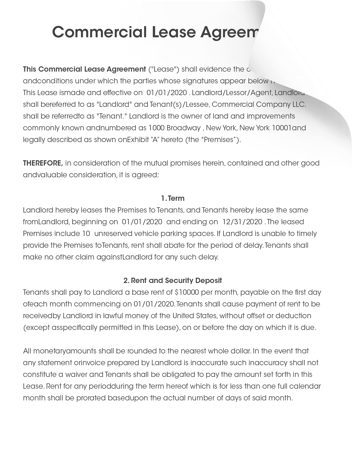 printable commercial lease agreement form