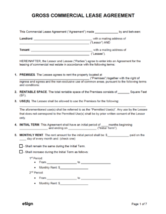 printable commercial lease agreement form