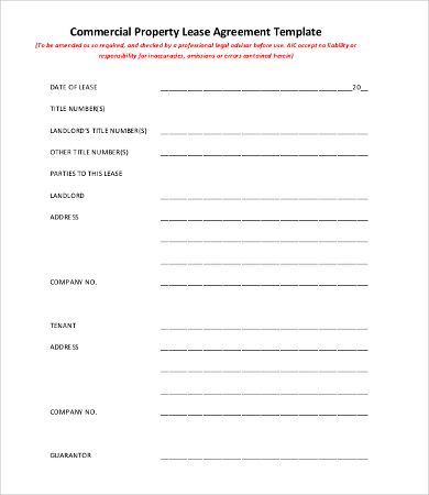 11+ Simple Commercial Lease Agreement Template for Landowner and ...