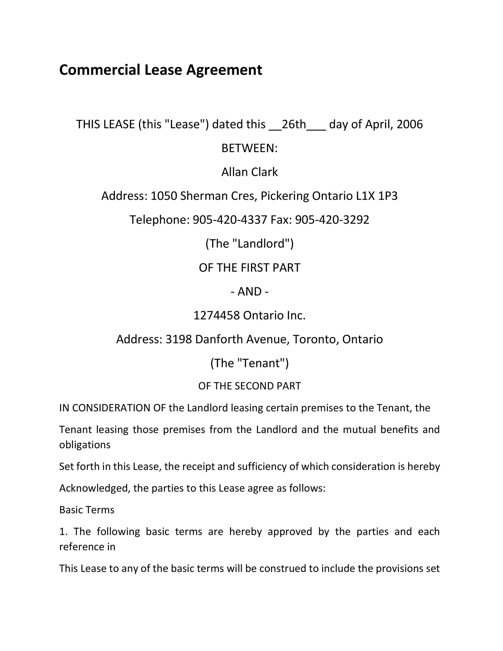 printable commercial lease agreement