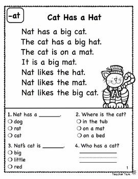 1st Grade Reading Comprehension Passages and Questions