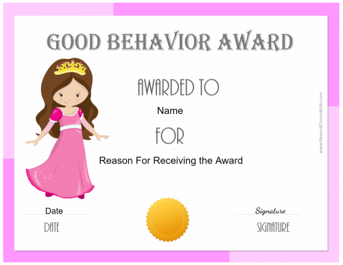 printable conduct awards