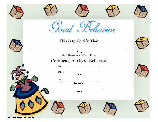 printable conduct awards