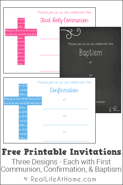 First Communion, Baptism, and Confirmation Invitations {Free ...