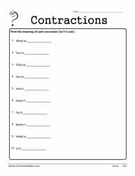 Contraction Worksheets